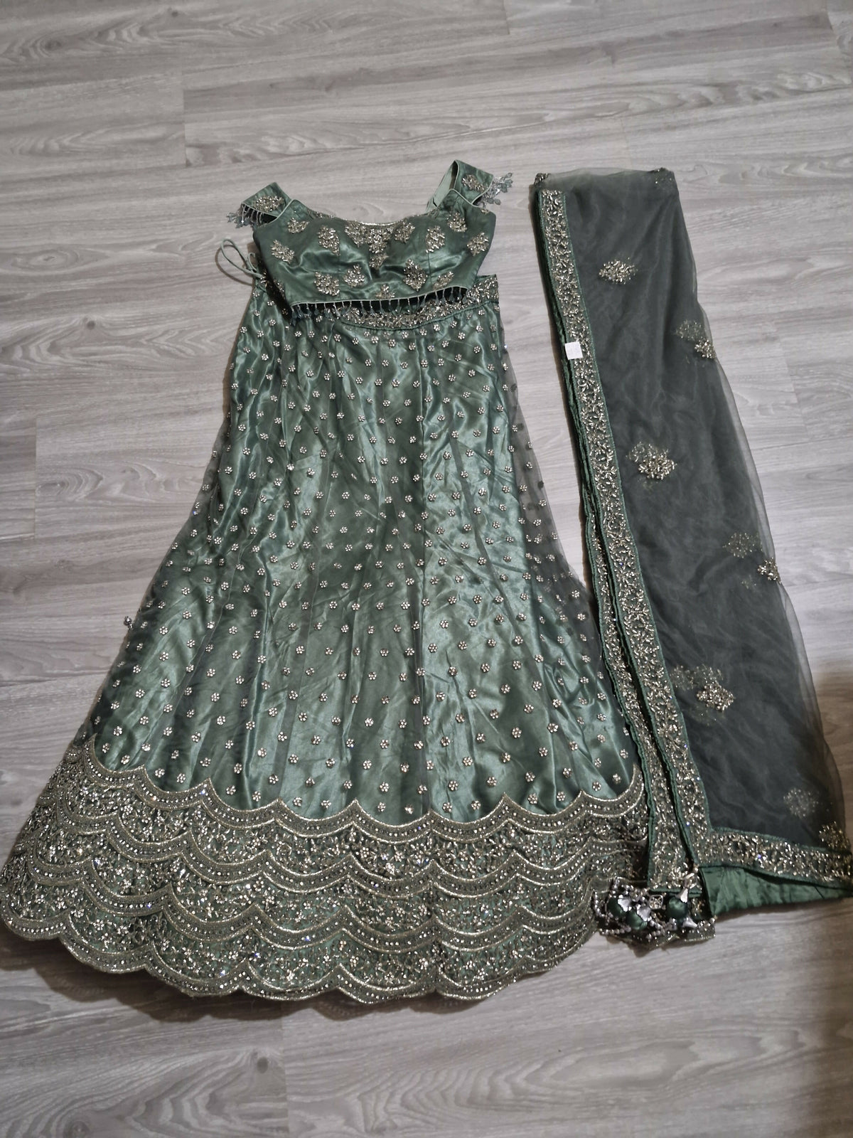 Sage green lehenga