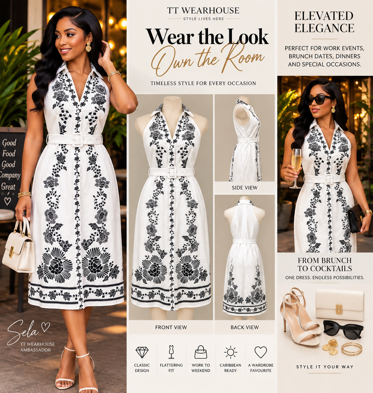 White with Floral Detail Dress
