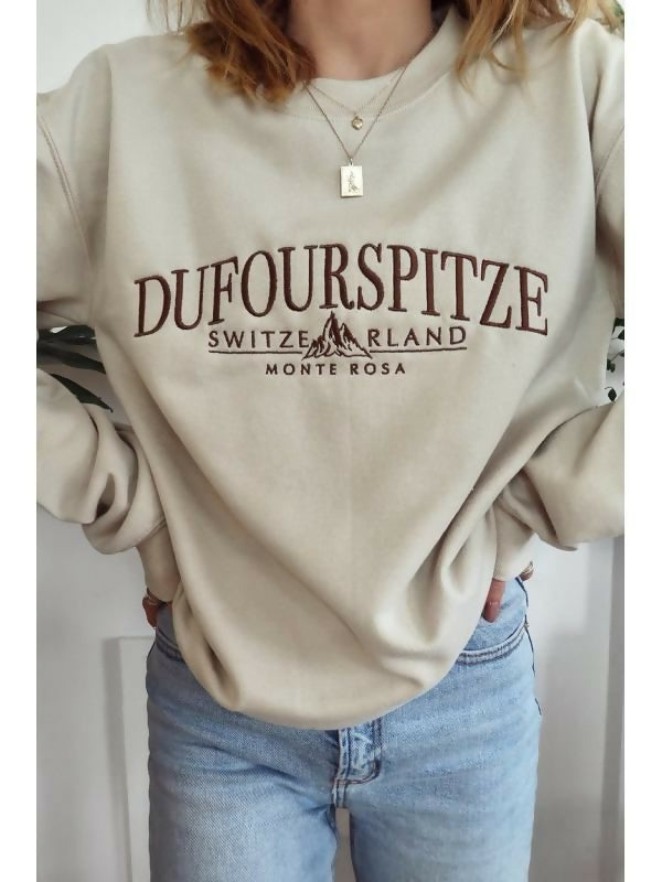Drop Shoulder Slogan Embroidery Sweatshirt