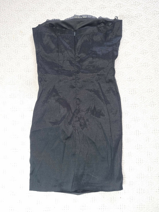 Strapless Black Dress with Silver Panel