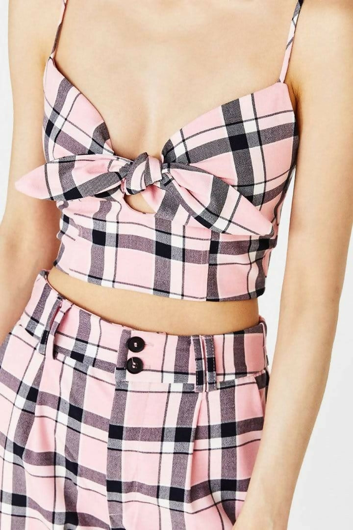 Berksha 2 Piece Black and Pink Plaid Set