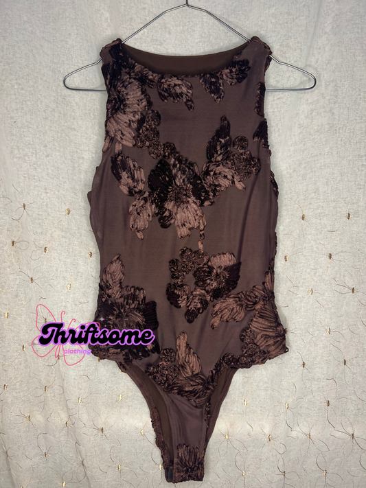 🍫Chocolate Flower Detail Clasp Bodysuit ☕️