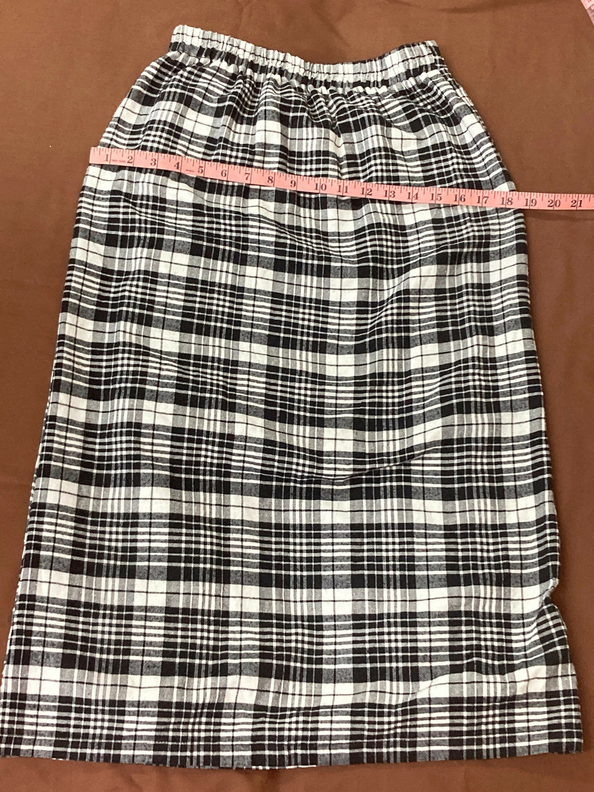SHEIN Black & White Plaid Straight Maxi Skirt
