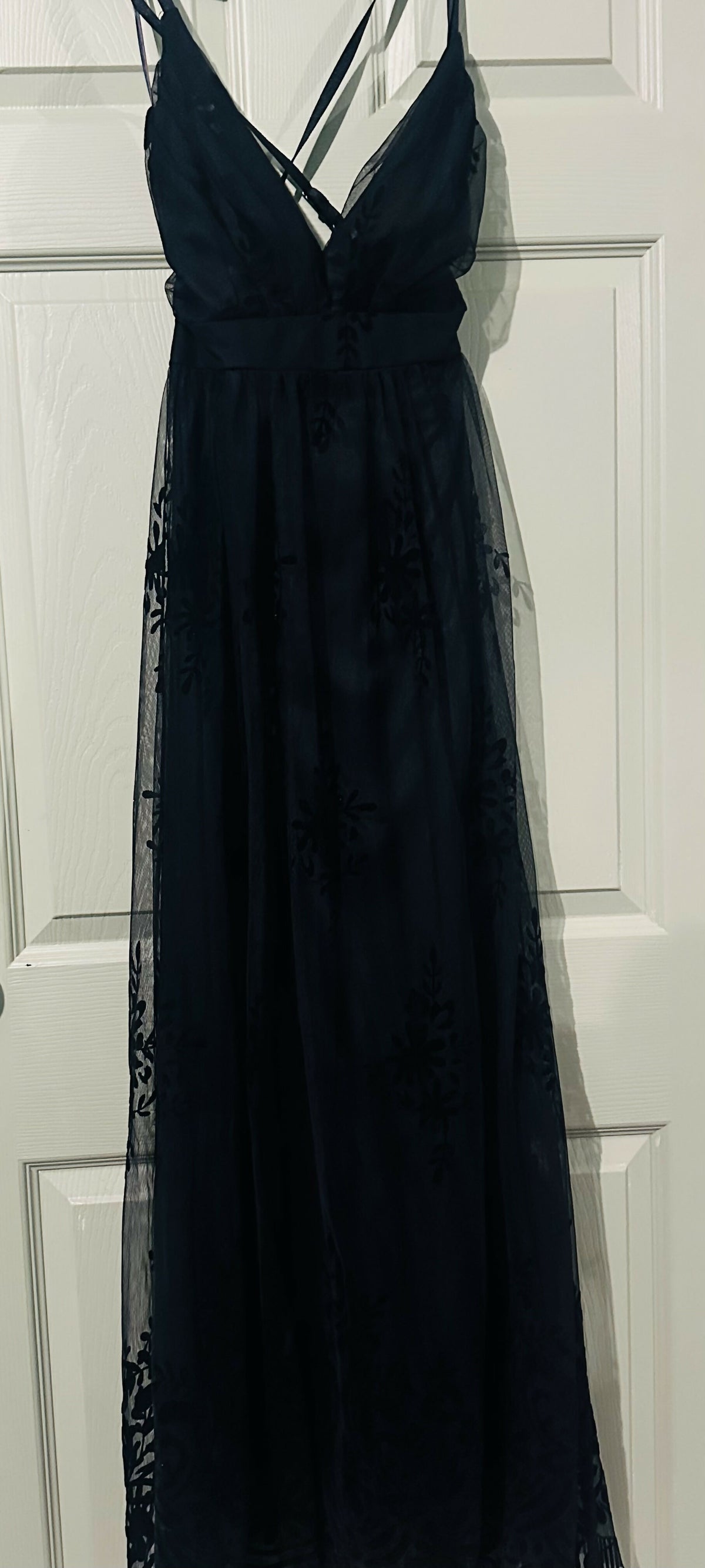 Formal A line Flocked Slit Dress