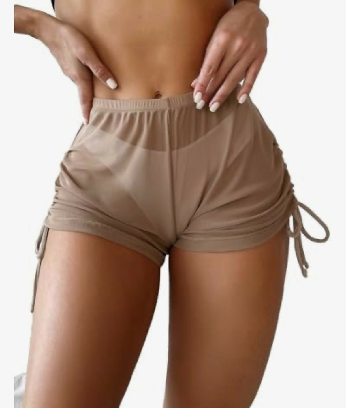 SHEIN Mesh Sheer Beach Summer CoverUp Shorts Bikini Bottoms