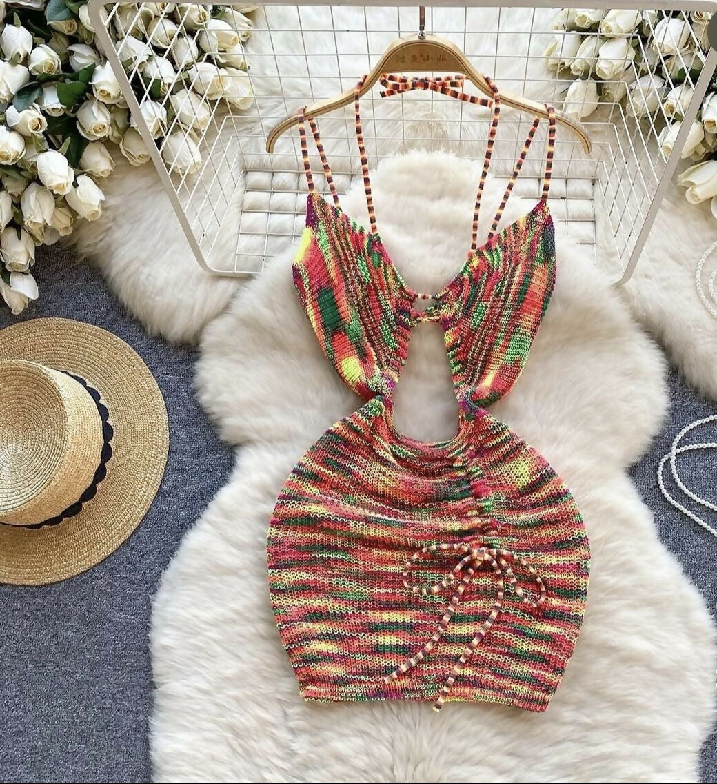 Multicolored knitted dress