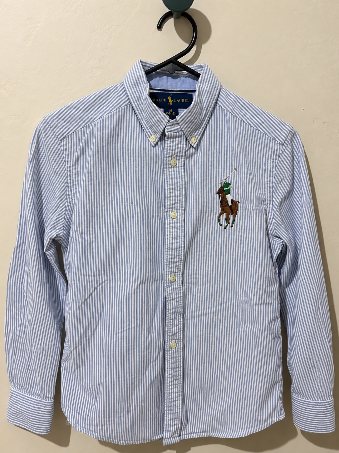 Polo Ralph Lauren Boys’ Big Pony Striped Button-Down Shirt – Size M (10–12)