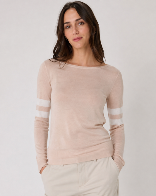 Forever 21 Taupe Varsity Stripe Long Sleeve Top