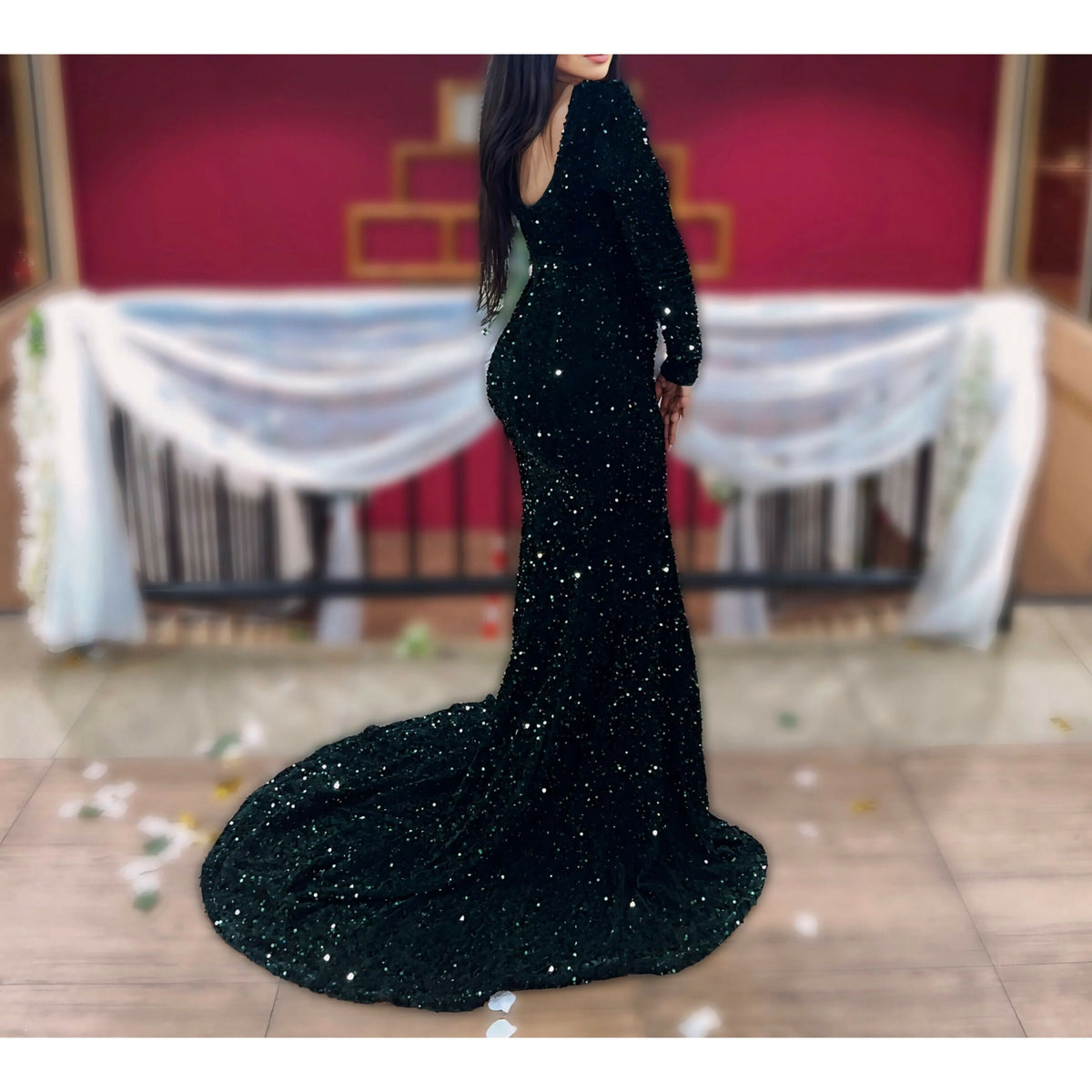 Green Sequin Formal Dress
