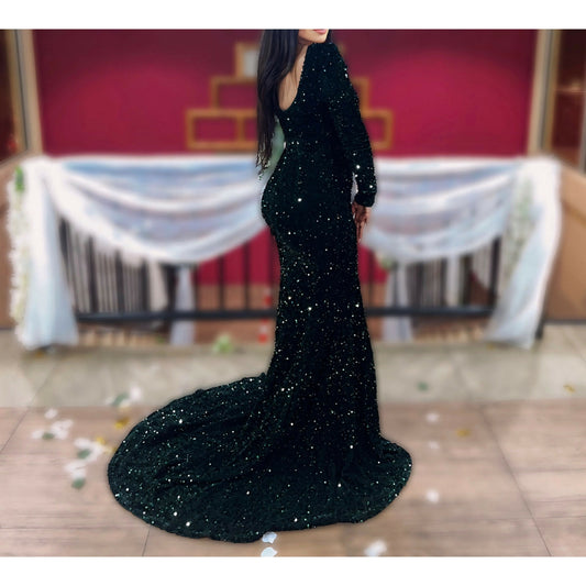 Green Sequin Formal Dress