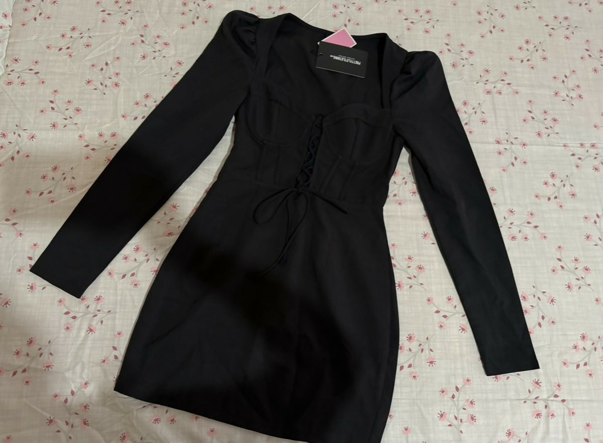 Pretty Little Thing Black Corset Mini Dress