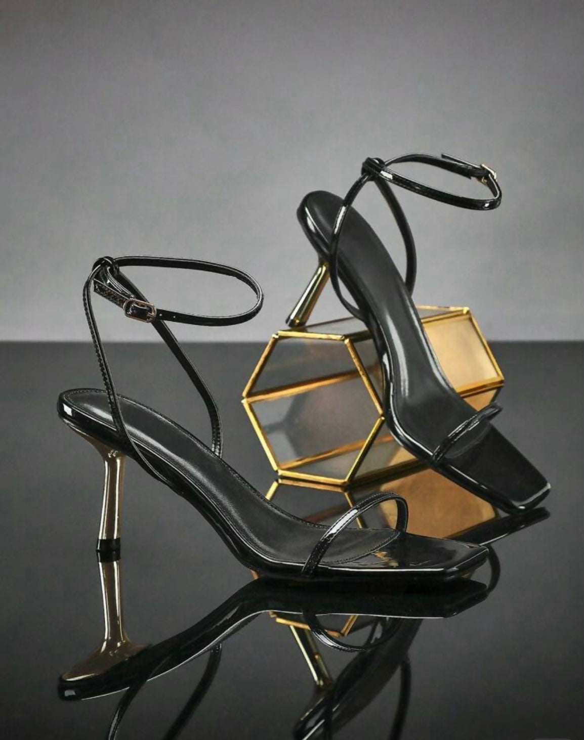 Ankle Strap Buckle - Square Toe Heeled Sandal (Pre-loved)