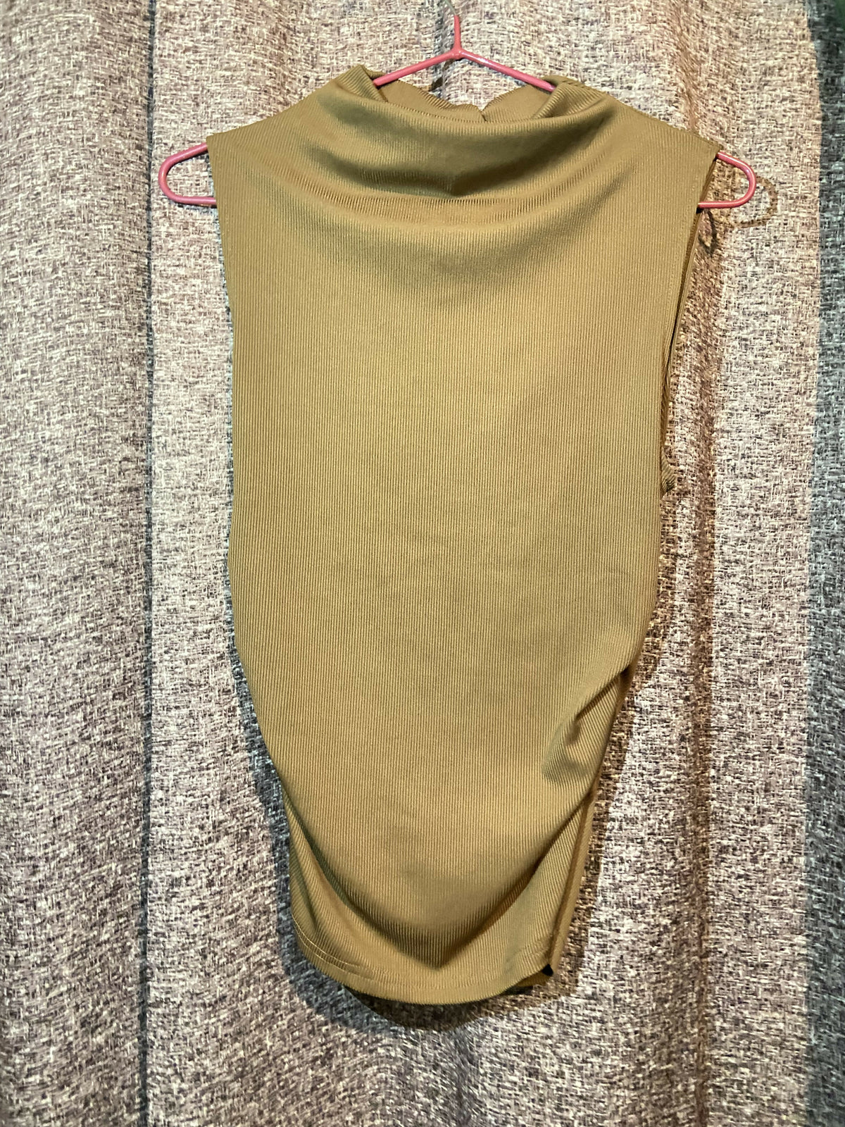 Beige High Neck Blouse