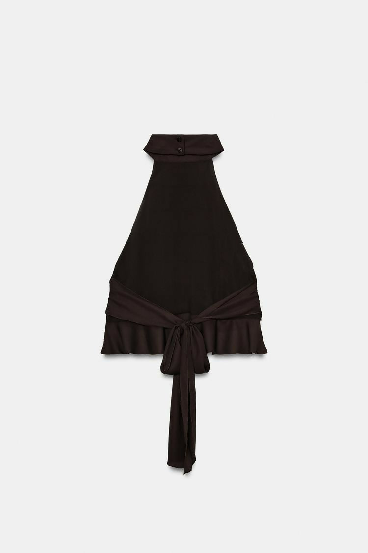 ZARA HALTER TOP WITH RUFFLES