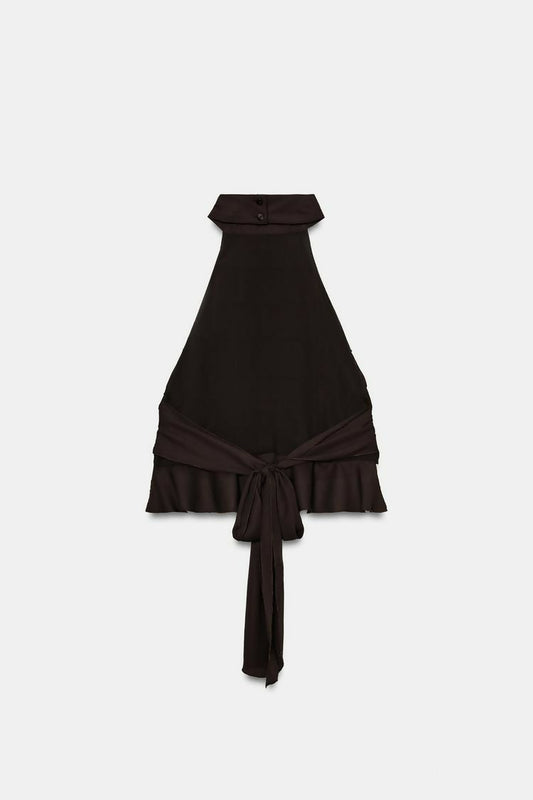ZARA HALTER TOP WITH RUFFLES