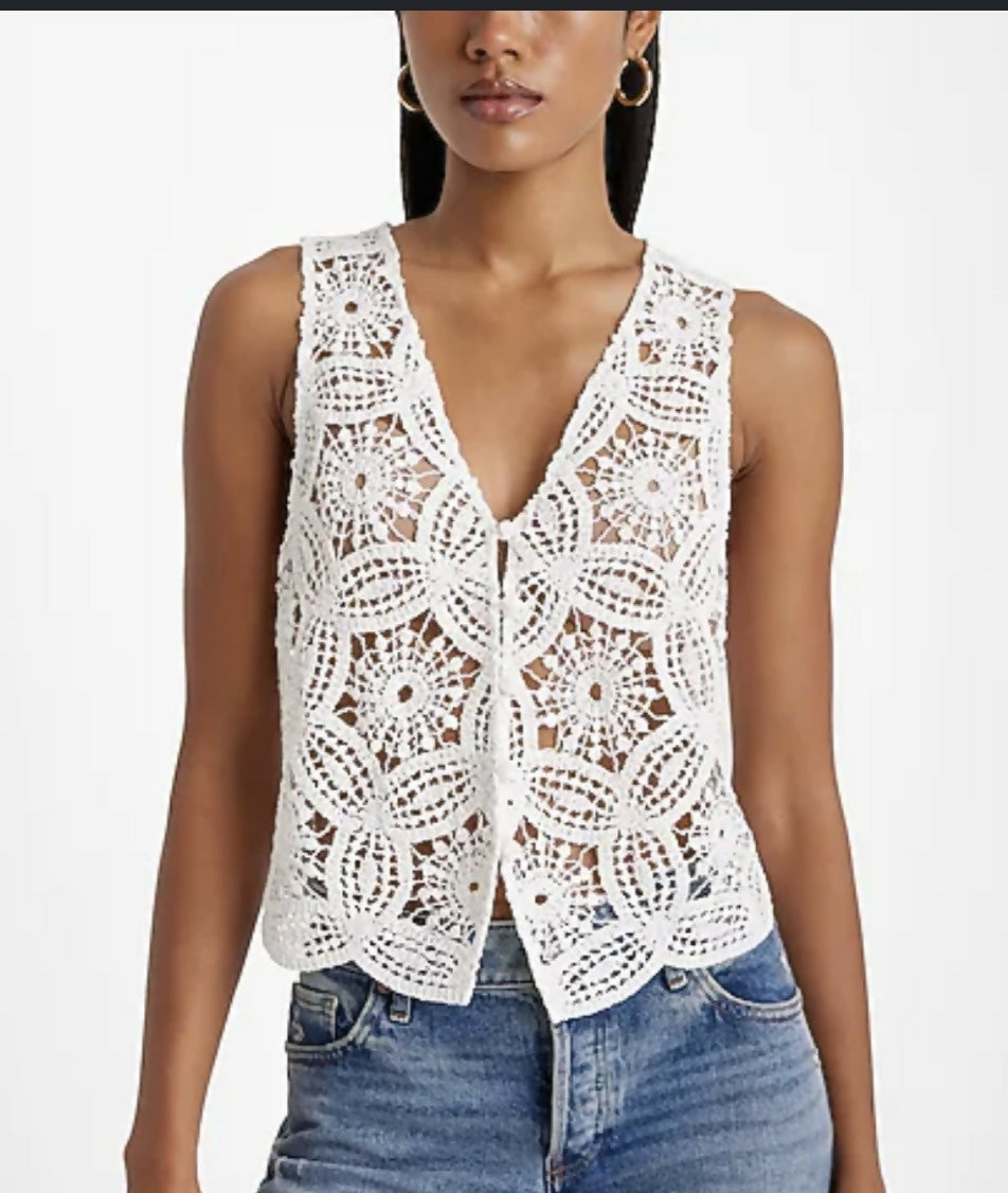 Express crochet v-neck button up vest