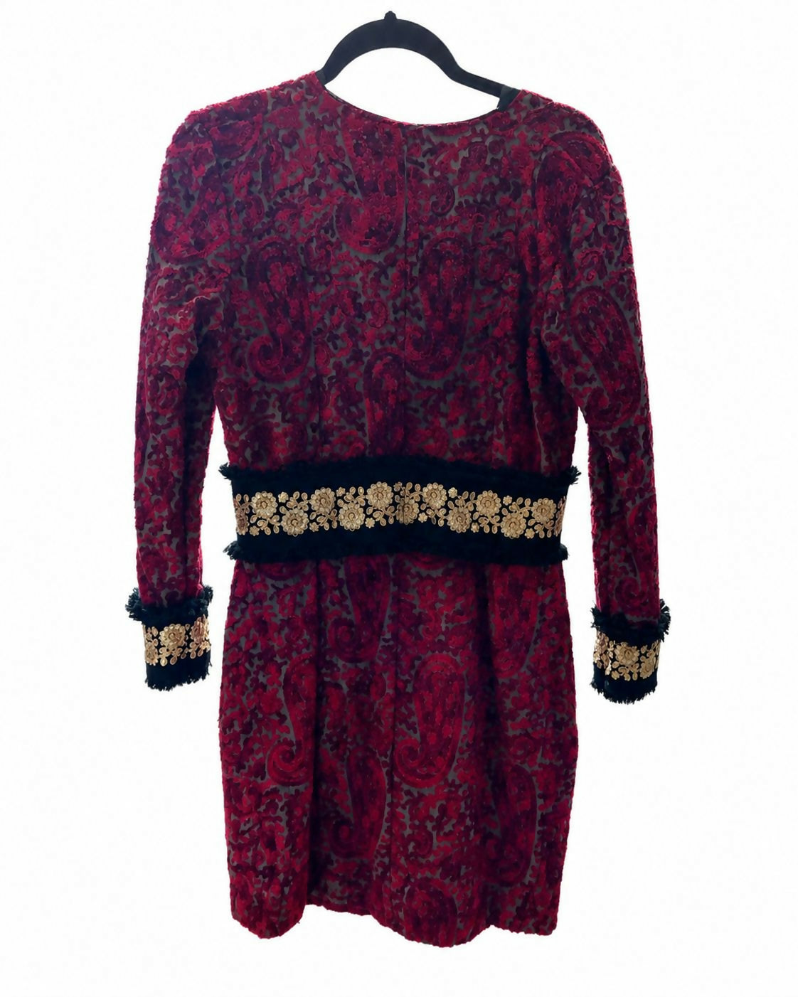 Charu Lochan Dass CLD Red Paisley Embellished Zip-Front Dress | Designer Evening Wear