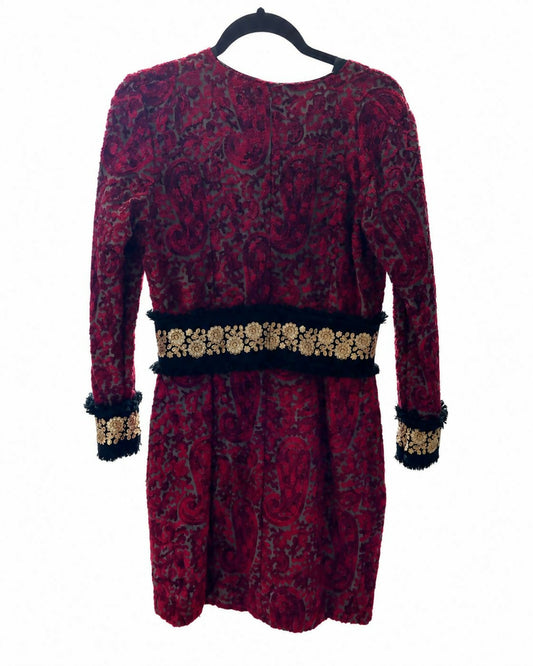 Charu Lochan Dass CLD Red Paisley Embellished Zip-Front Dress | Designer Evening Wear