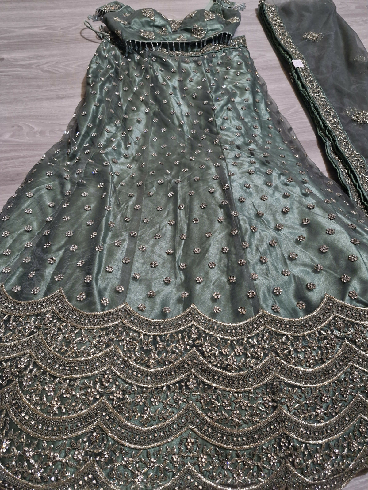 Sage green lehenga