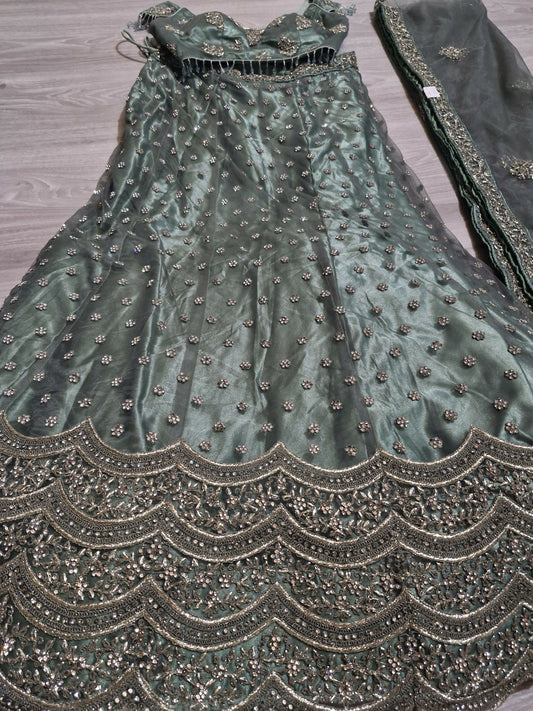 Sage green lehenga