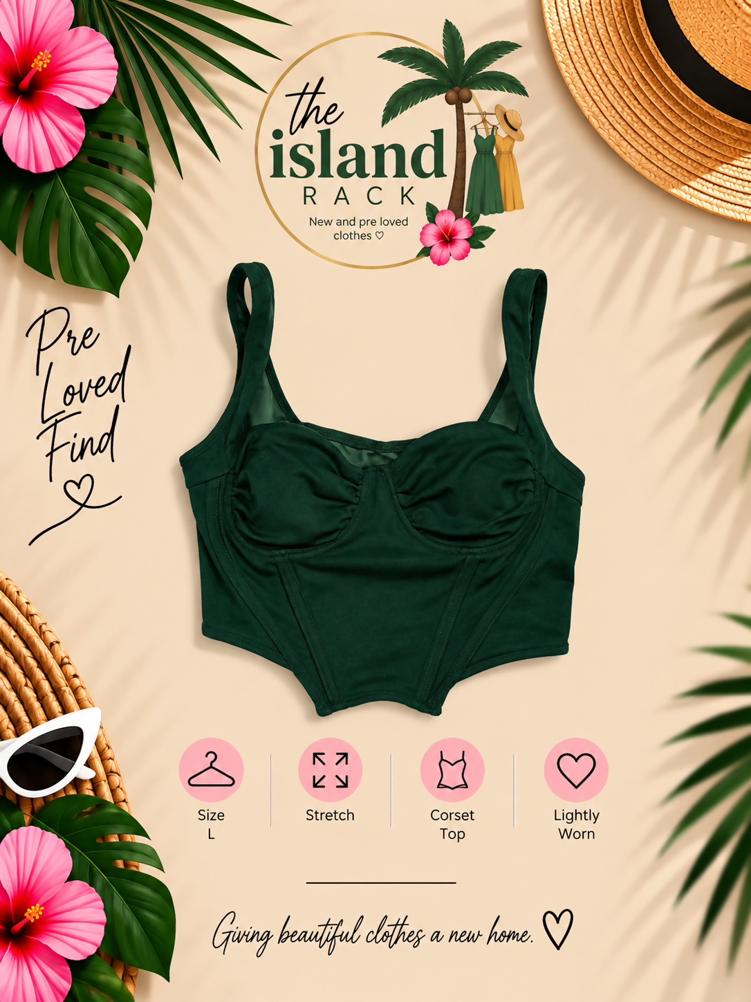 SHEIN MOD Green Corset Tank Top