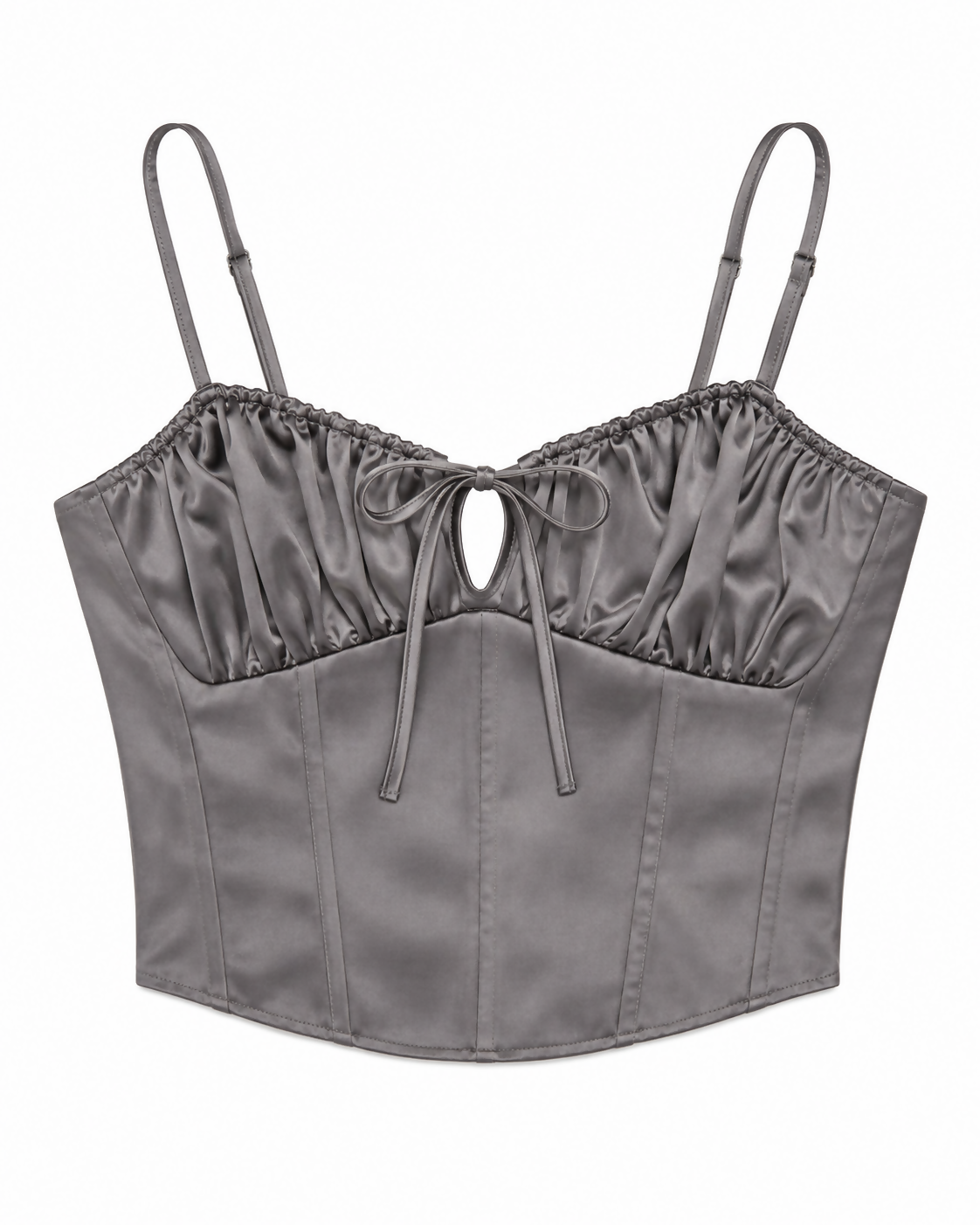 LÁ Hearts Tie Front Satin Corset Top