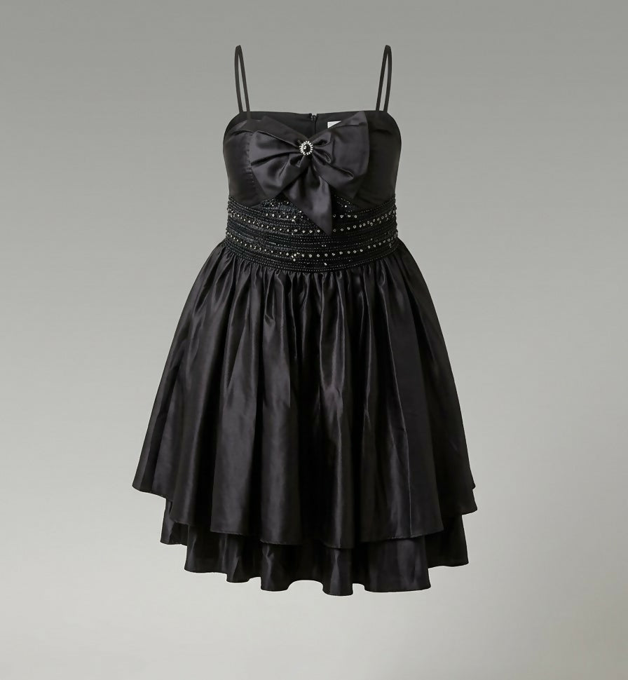 New Sousourada Black Statement Bow Cocktail Dress