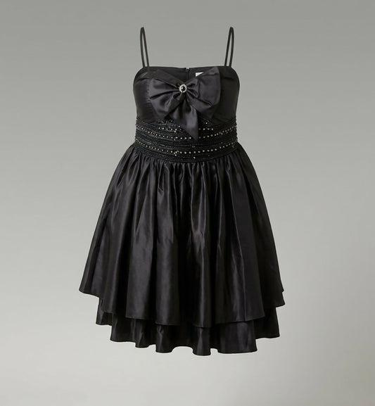 New Sousourada Black Statement Bow Cocktail Dress