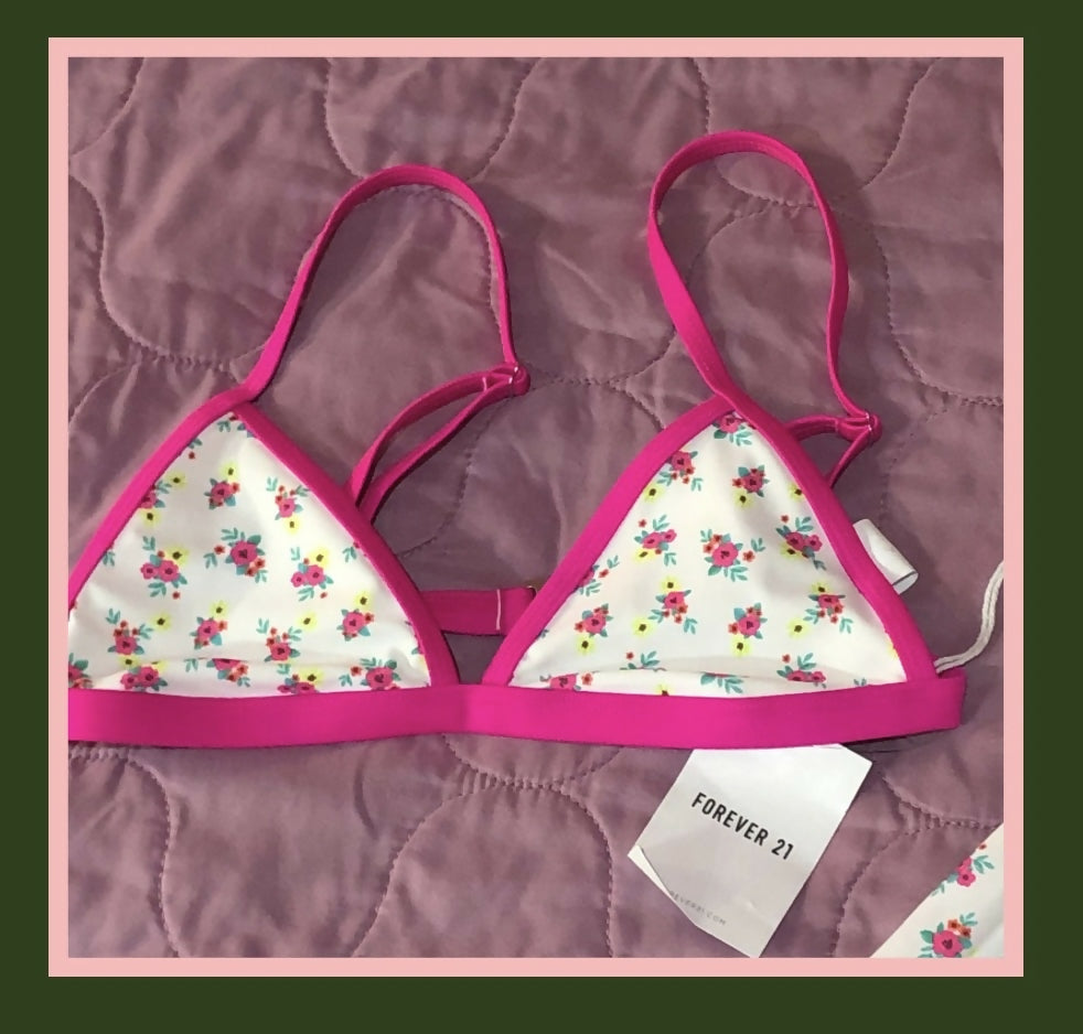 Forever 21 floral bikini top and cover up