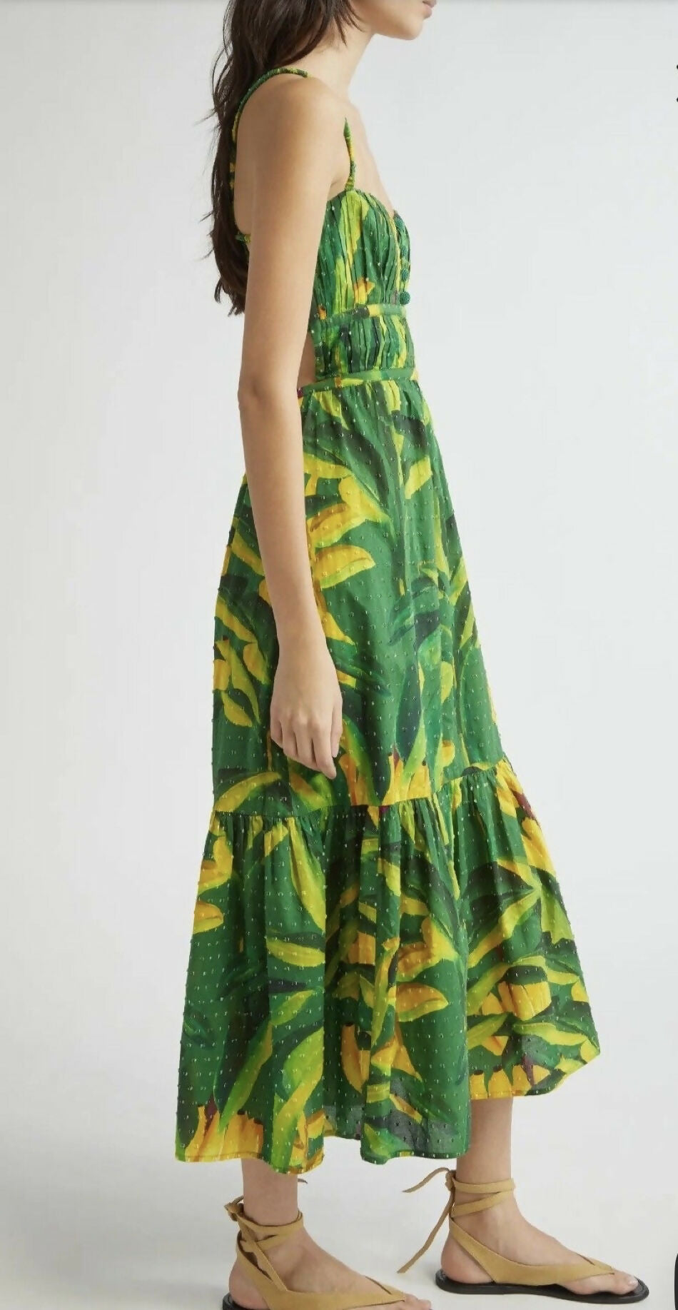 FARM Rio Banana Aquarela Cotton Midi Dress