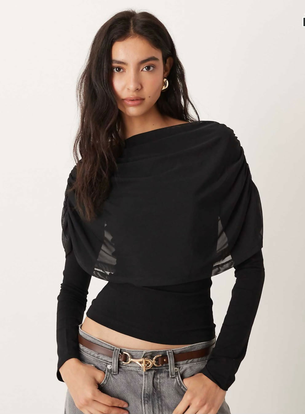 ASOS DESIGN Cape Long-Sleeve Top