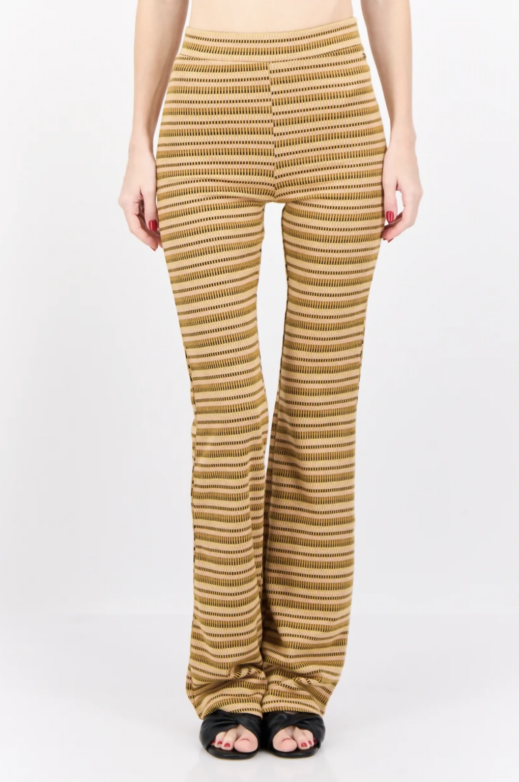 Bershka Striped Knit Flare Trousers