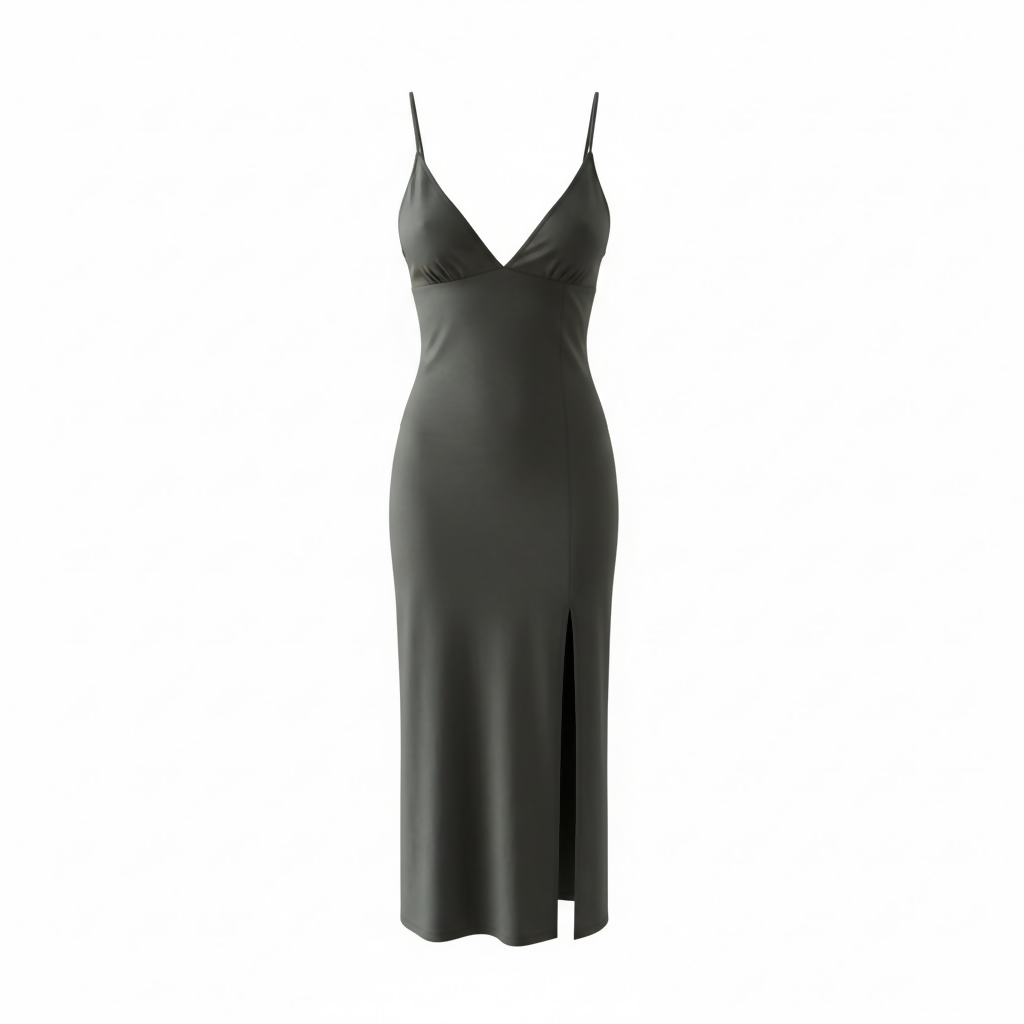 Olive Green Capella Split-Thigh Dress