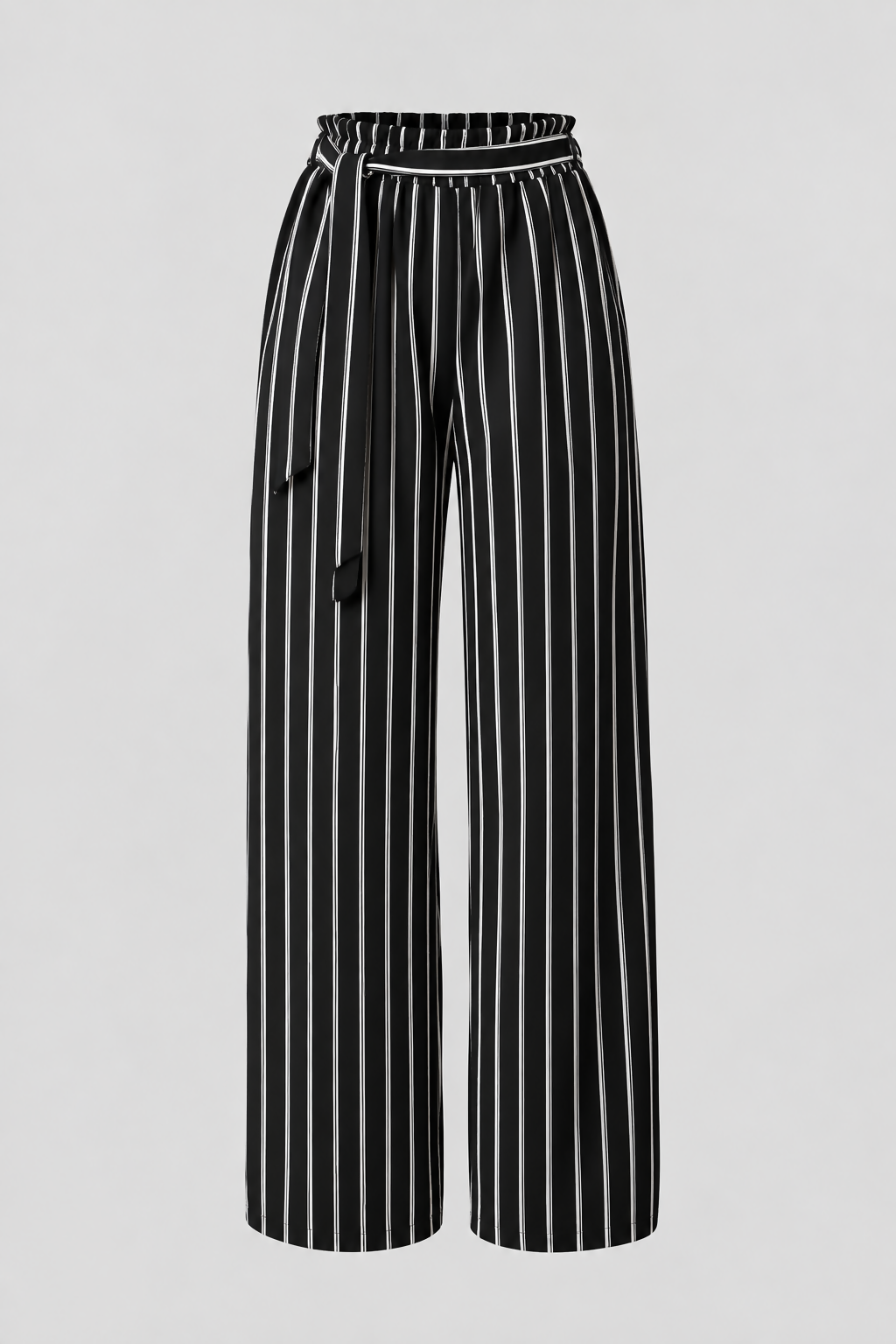 Black & White Striped Wide-leg Pants