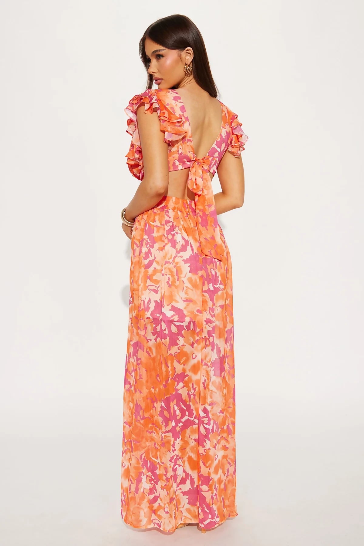Fashion Nova Printed Chiffon Maxi Dress (Pre-loved)