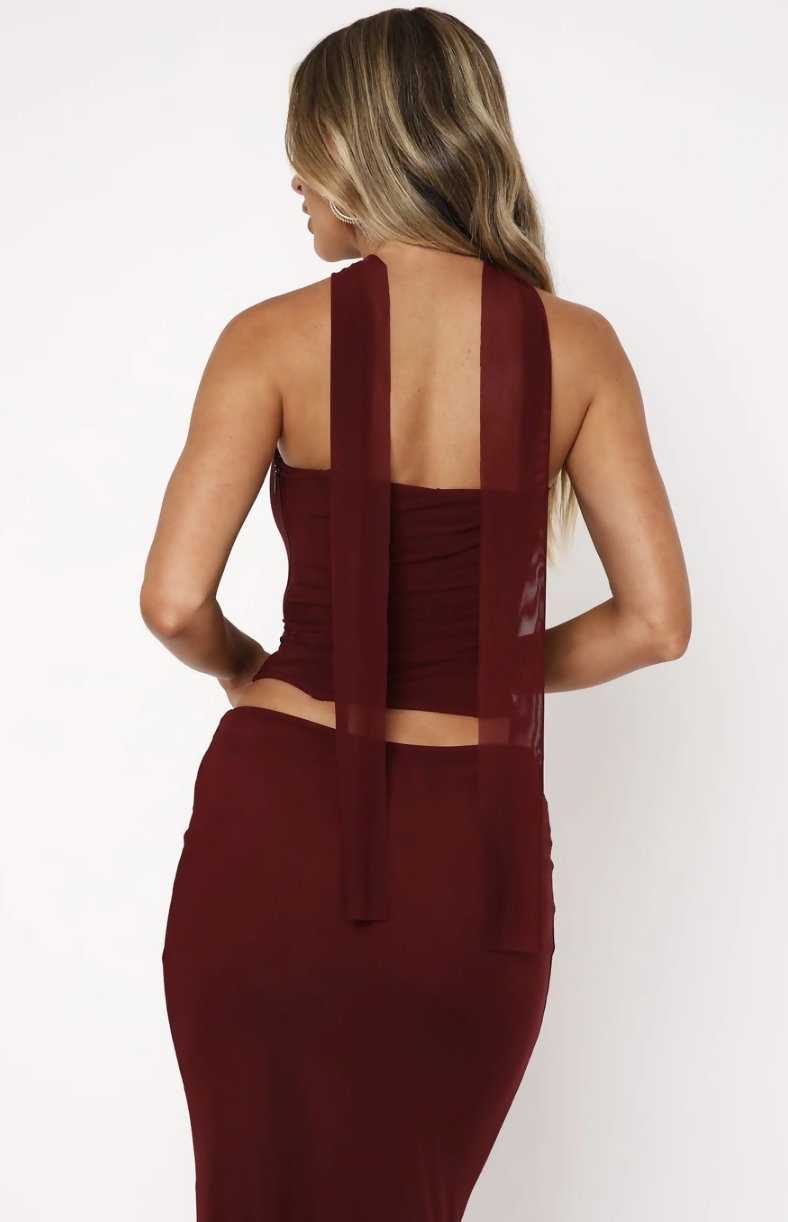 White Fox Lovers Lane Strapless Bustier Burgundy