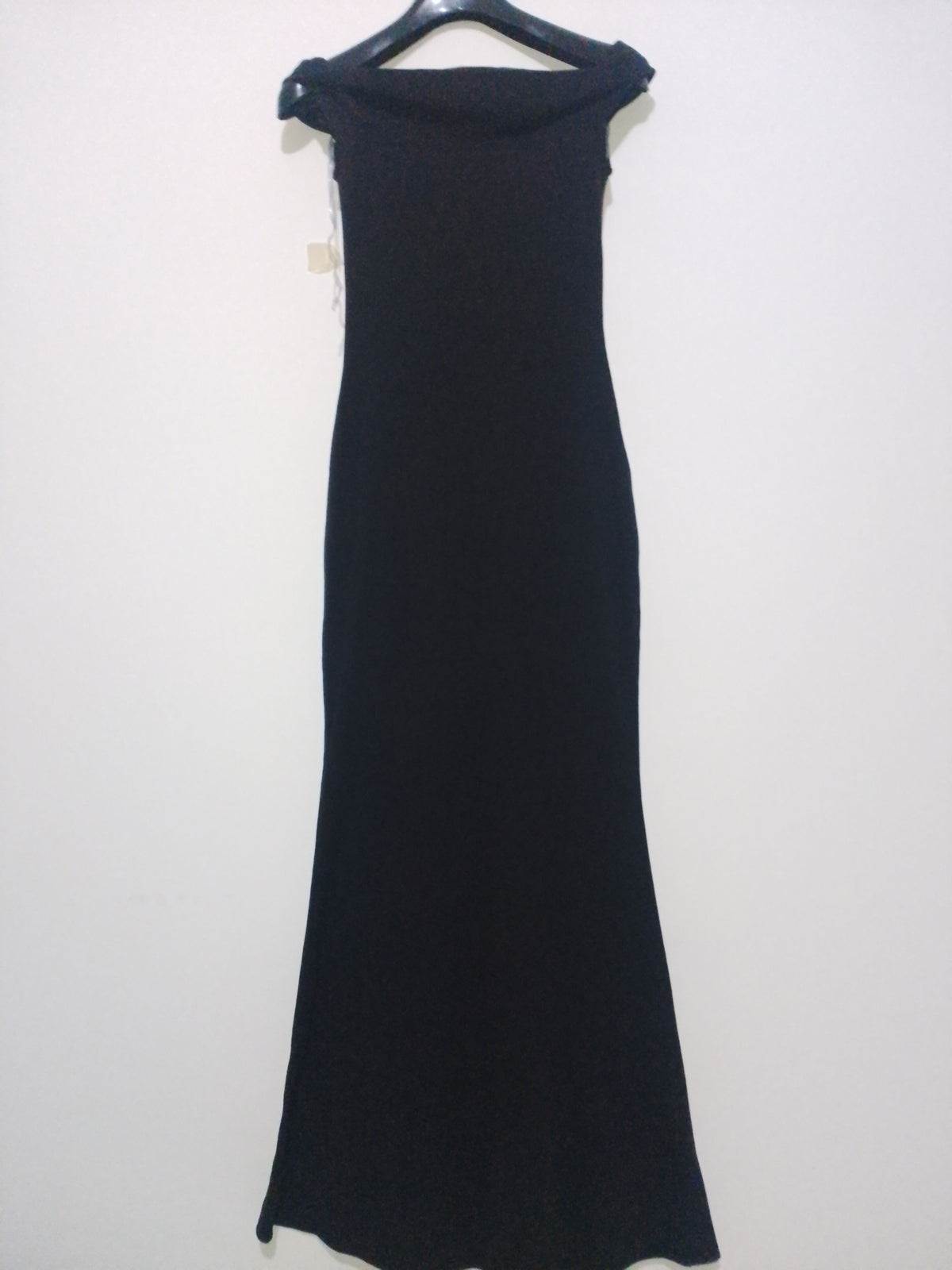 Blue Blush Black Off Shoulder Maxi Dress