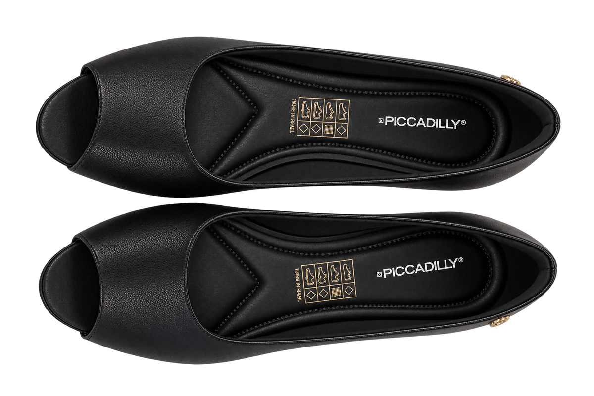 Picadilly Black Peep Toe Block Heel