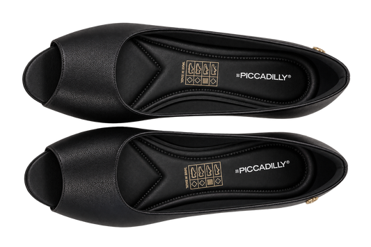 Picadilly Black Peep Toe Block Heel