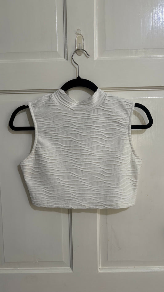 Textured High Neck Cropped Top