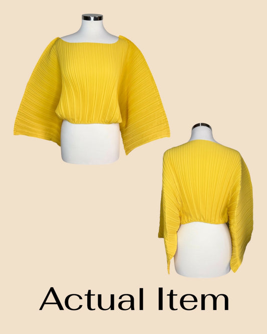 SHEIN Yellow Pleated Top
