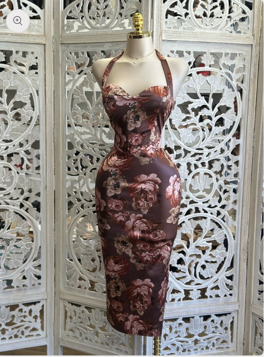 Rose Wine Floral Midi Dress