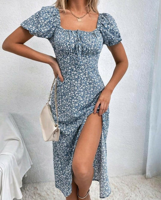 Floral Print Tie Front Dress