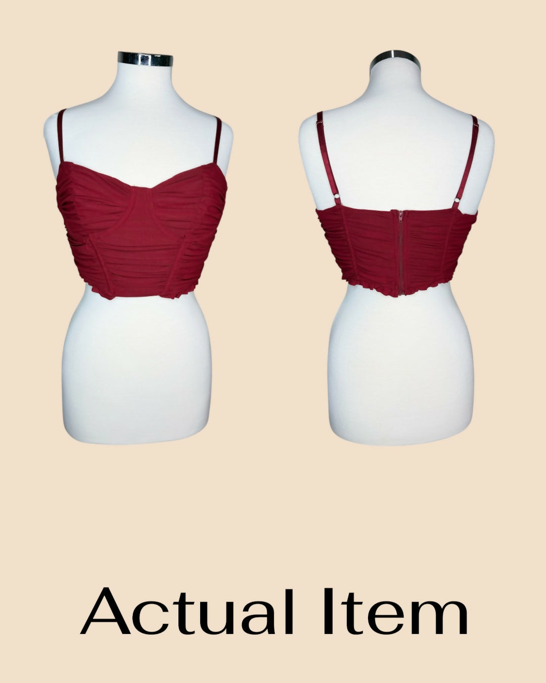 Fashion Nova Burgundy Ruched Corset Crop Top