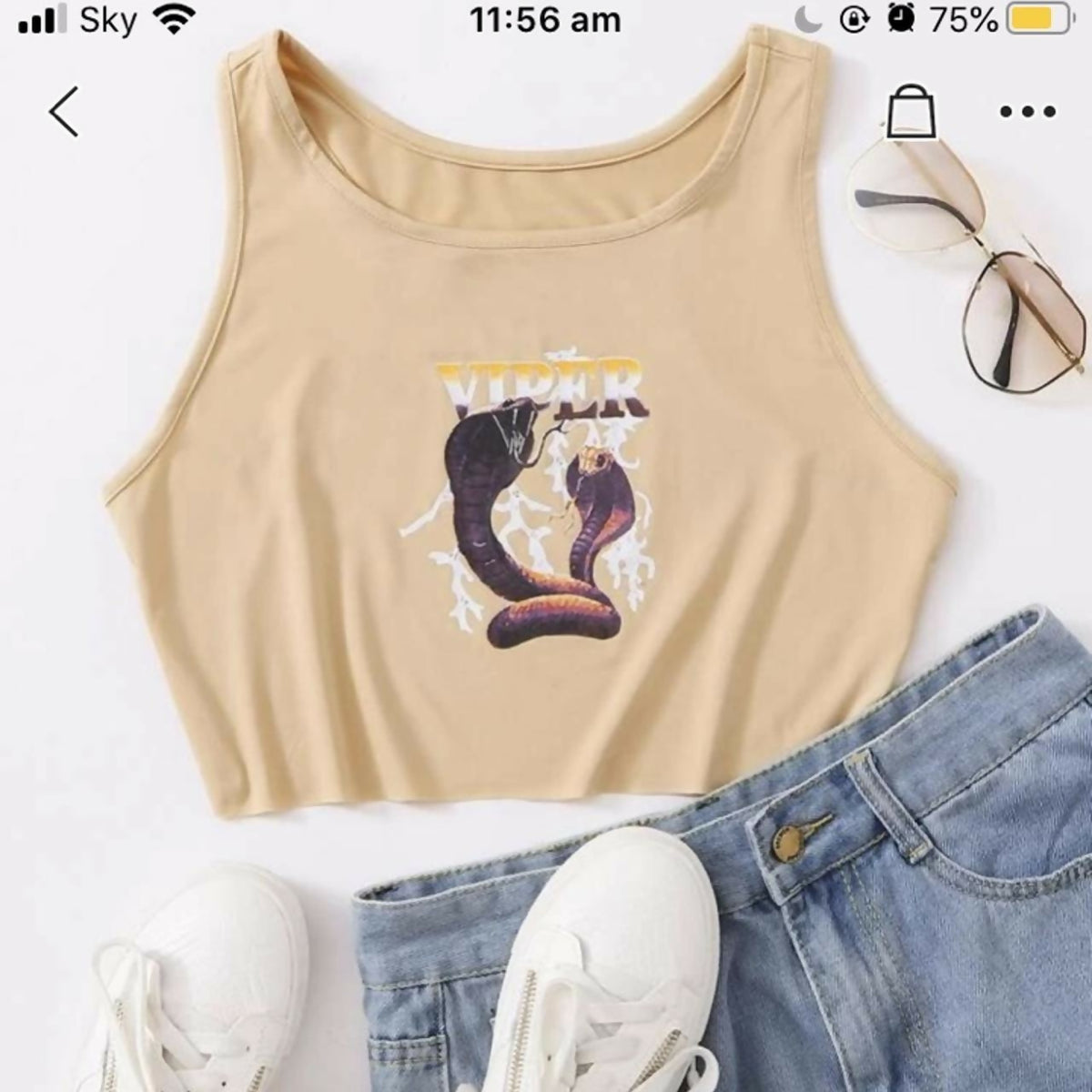 Viper Snake Graphic Crop Tank Top