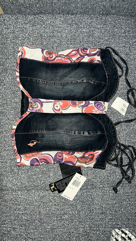 DENIM FLORAL TOP