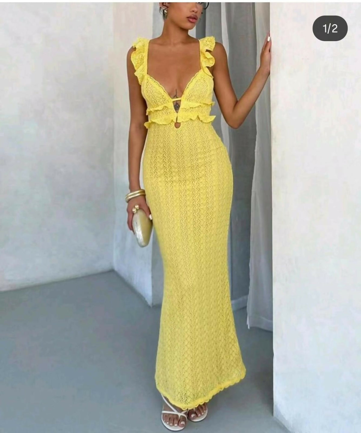 YELLOW CROCHET SUMMER DRESS