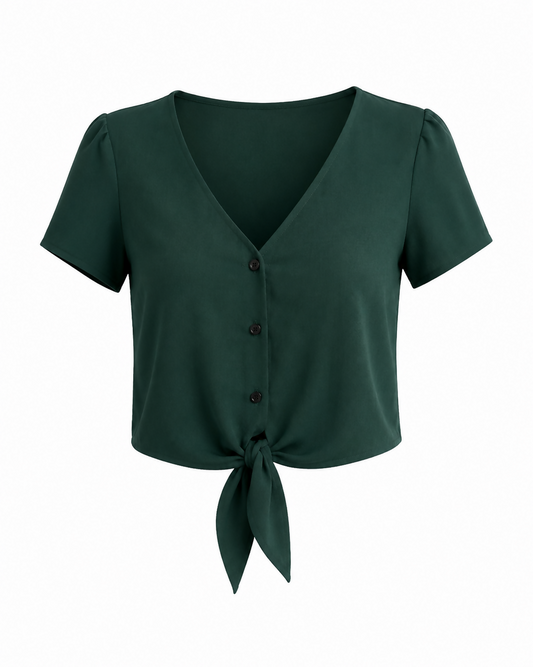 Tie Front Cropped Shirt
