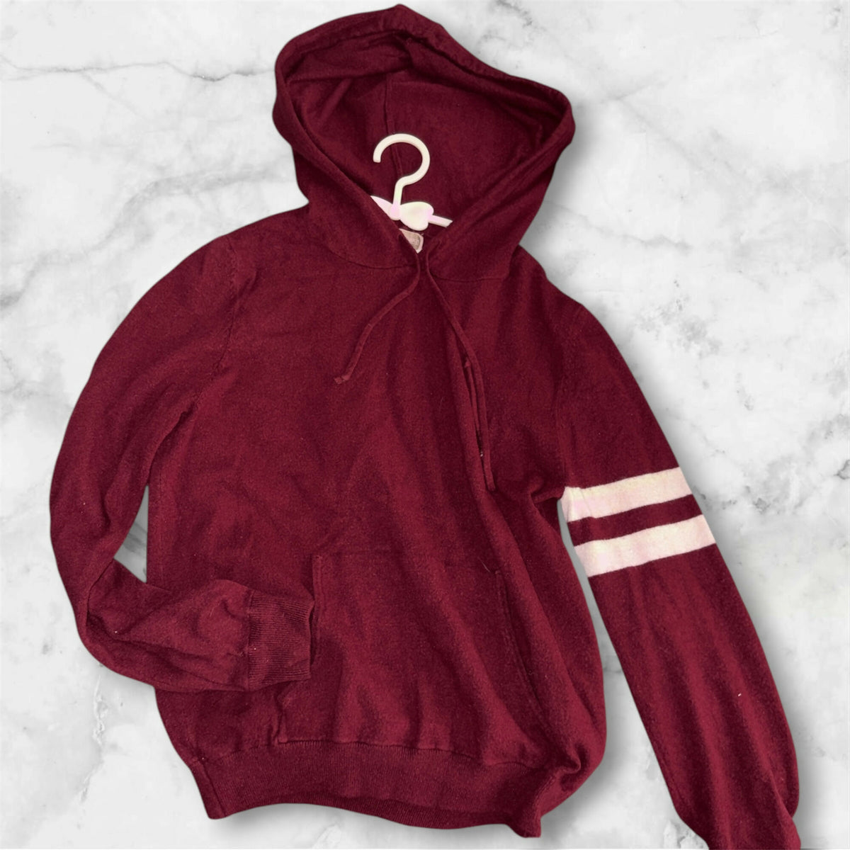 Forever 21 Burgundy Varsity Stripe Hoodie