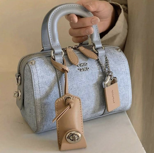 Denim pillow shaped bag